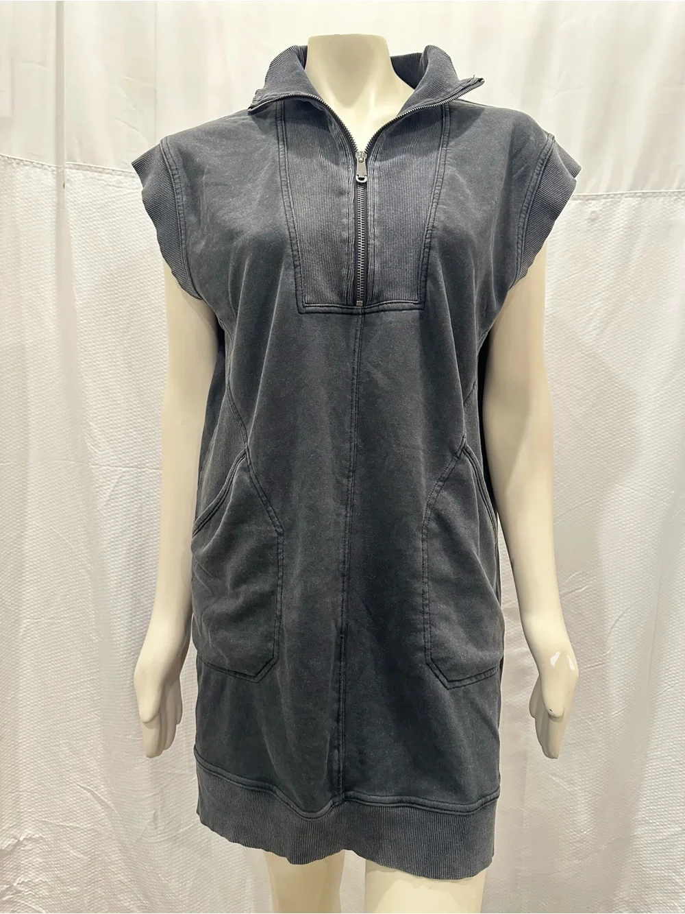 entro Washed Black Sleeveless Zip-Front Tank Dress